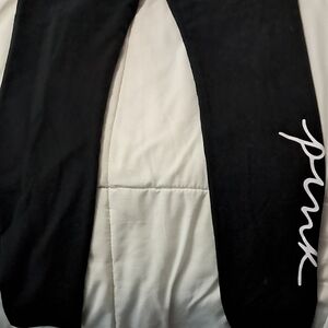 PINK Victoria's Secret Black Leggings with White Logo